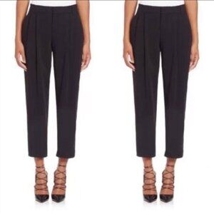 A.L.C. Benton Black Cropped Pleated Trouser Pants